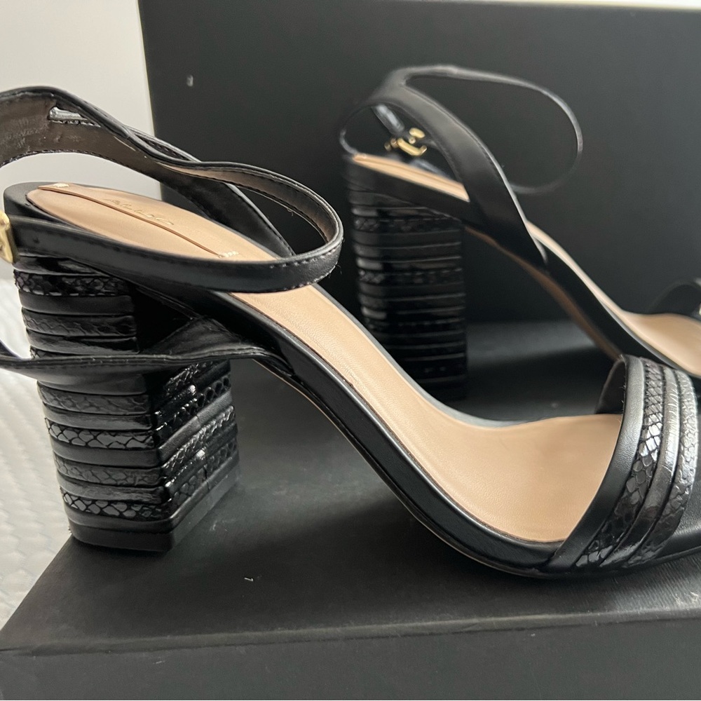 ALDO black strappy block heel sandals